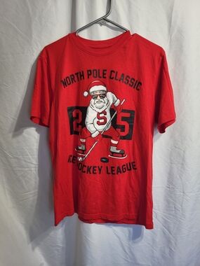 North Pole Classic Ice Hockey League Graphic Tee - Red, Size Medium
